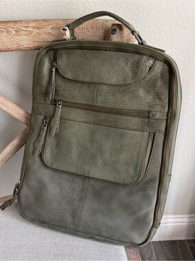 Free people East End Leather Backpack dark olive moss